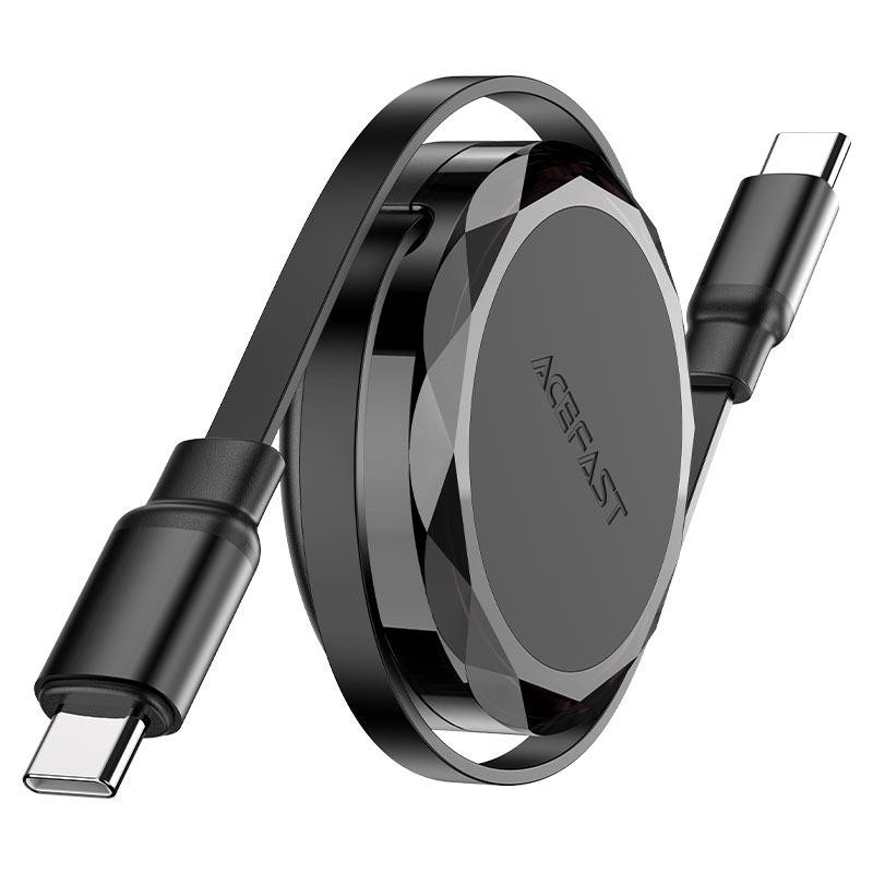 Кабель ACEFAST C13-03 USB-C to USB-C dual retraction charging data cable Black Киев - изображение 1