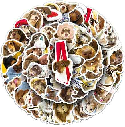 Набор стикеров с таксами 50 шт – милые наклейки с собаками для декора Киев