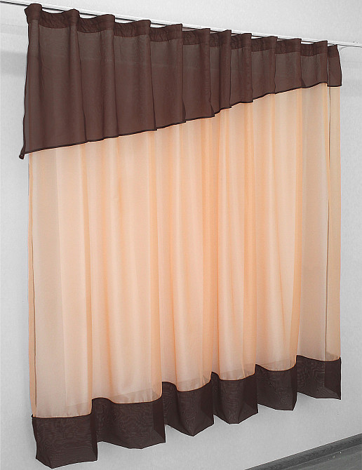 Кухонная занавеска VR-Textil № 047к персиковый с венге 270х170 см (50-457) Киев - изображение 2