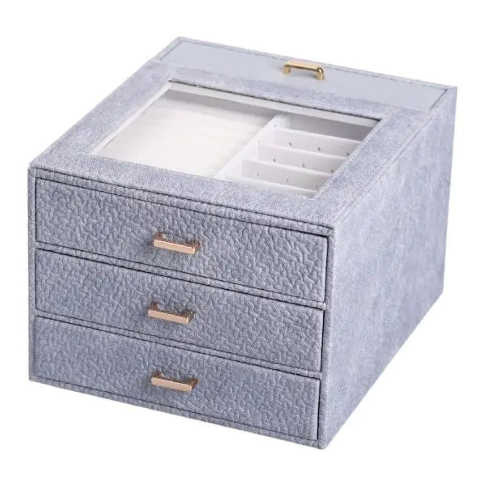 Скринька для прикрас з еко шкіри 3 яруси органайзер для ювелірних виробів HP-5-16G Коломия - фото 3