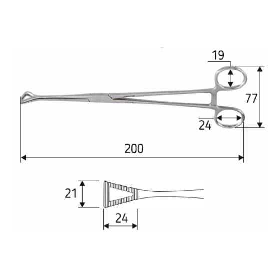 Зажим для удержания Pennington, 20 см, окончатый треугольный прямой, J-17-178 Днепр