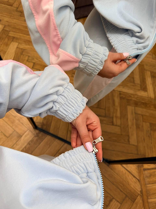 Жіночий велюровий костюм зі вставками Блакитний, 42/46 Харків - фото 3