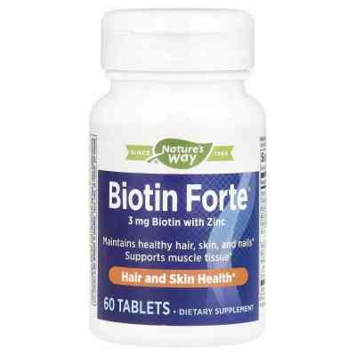 Вітамін Nature's Way Біотин-форте з цинком, 3 мг, Biotin Forte with Zinc, 60 таблеток (EMT-10981) Вінниця
