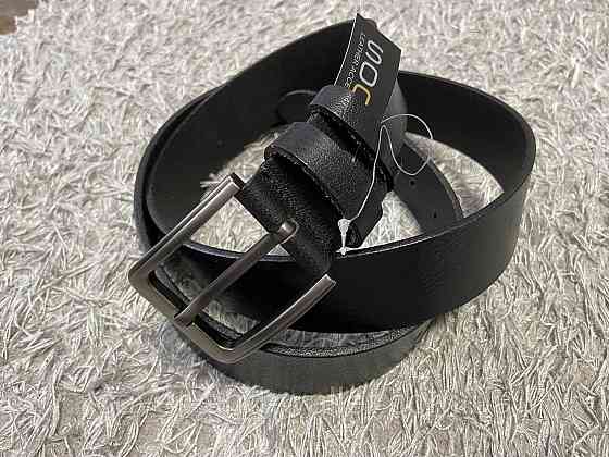 Мужской джинсовый кожаный ремень черного цвета ST Leather Киев