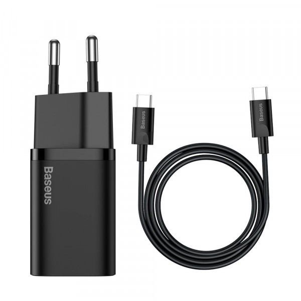 Зарядний пристрій 1xUSB 25W (USB-C) + Cable Type-C Чорний Baseus (TZCCSUP-L01) Київ - фото 1
