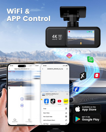 Автомобильный видеорегистратор Penemay V31 4K+1080P, 2 камеры, Wi-Fi, 64 ГБ, G-Sensor, 24/7 Parking, экран 1.97 Киев