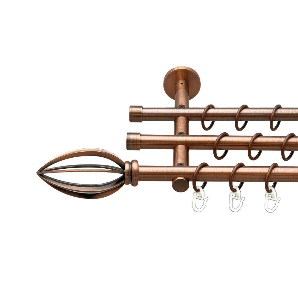 Карниз Orvit Пантеон металевий трирядний циліндр (20 см) гладка труба кільце металеве Мідь 16\16\16 мм 140 см (00-00020435) Львів - фото 1