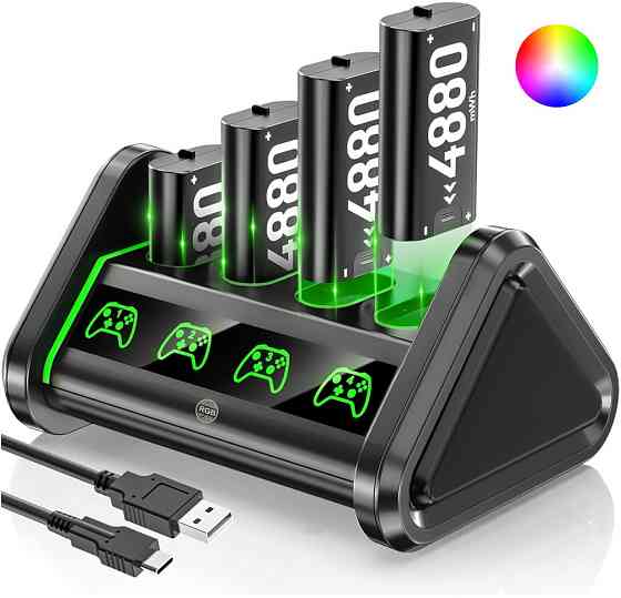Зарядка та чотири акумулятори для геймпада Xbox 4880mWh OIVO IV-BX132XS-RGB Київ