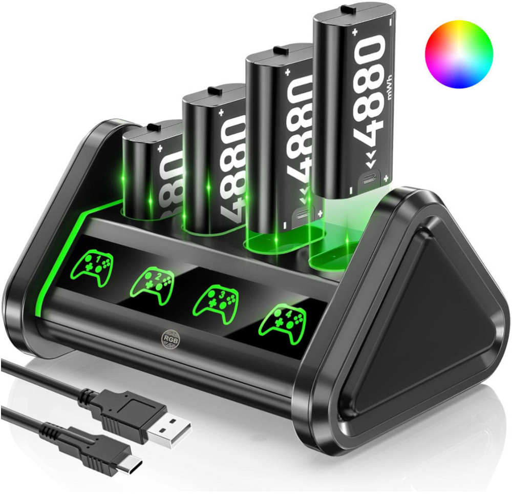Зарядка та чотири акумулятори для геймпада Xbox 4880mWh OIVO IV-BX132XS-RGB Київ - фото 1