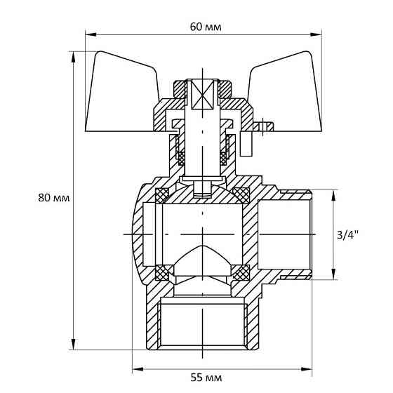 Кран кульовий Koer 3/4" ГШМ кутовий (KR.208) (KR2806)   ( 28204 ) Харків