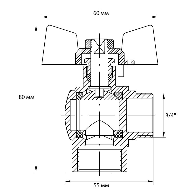 Кран кульовий Koer 3/4" ГШМ кутовий (KR.208) (KR2806)   ( 28204 ) Харків - фото 2