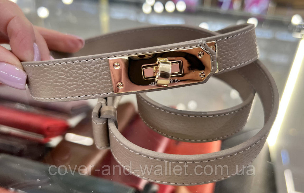 Стильний жіночий ремінь пудрового кольору в стилі Hermes 20 мм Puos Київ - фото 3