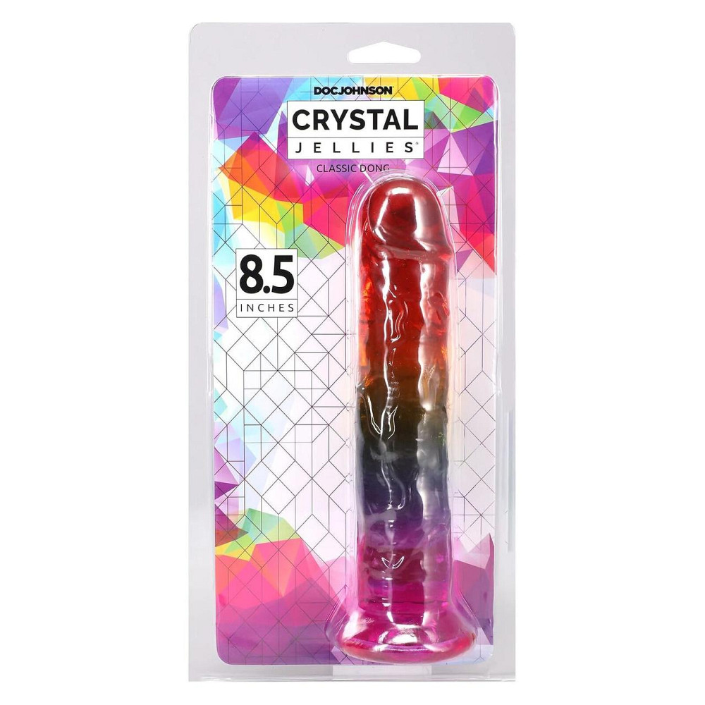 Дилдо Doc Johnson Crystal Jellies - 8.5 Inch Сlassic Dong - Rainbow Sex Aura Киев - изображение 5