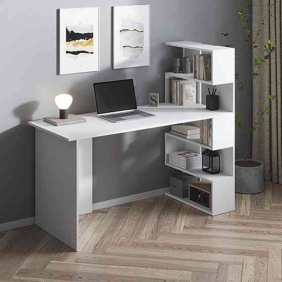 Комп’ютерний стіл VAYS M-15, письмовий з полицями праворуч, ЛДСП, 142×60×123 см – для дому, навчання, офісу Львів