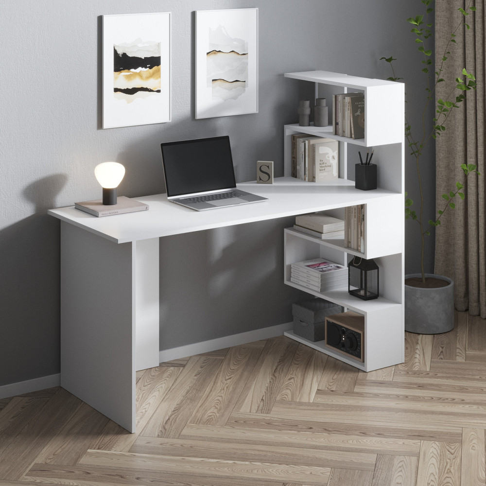 Комп’ютерний стіл VAYS M-15, письмовий з полицями праворуч, ЛДСП, 142×60×123 см – для дому, навчання, офісу Львів - фото 1
