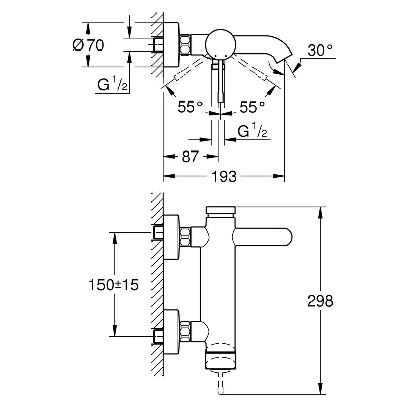 Смеситель для ванны Grohe Essence New (25250001) Киев - изображение 2