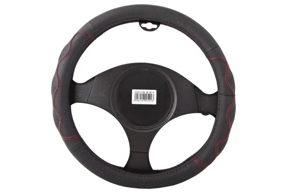 Оплетка на кермо шкіра M без запаху Voin L283-M чорний (червона нитка) Вінниця - фото 2