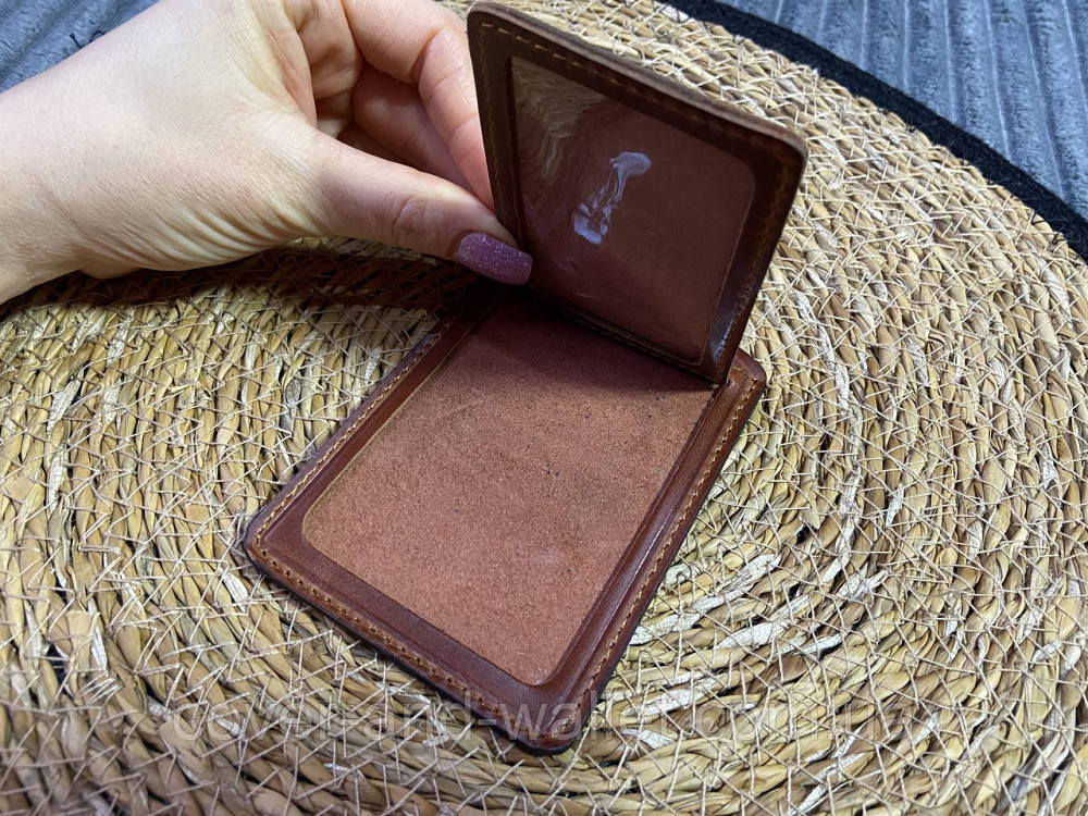 Шкіряна обкладинка для пенсійного посвідчення бордового кольору Київ - фото 4