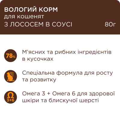 Вологий корм для кішок Club 4 Paws для кошенят з лососем 80 г (4820215369305) Вінниця