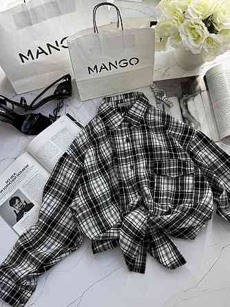 Жіноча тепла оверсайз сорочка в клітинку на ґудзиках кашемір Чорний Одеса