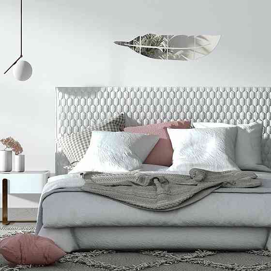 Зеркальный декор акриловый самоклеющийся Перо серебро, 6шт (D) SW-00002505 Днепр