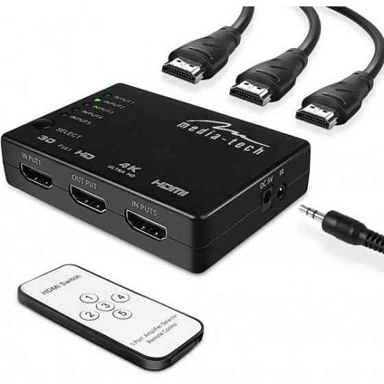 Сплітер HDMI 5xports HDMI switch, remote controlled, 4K resolution support Media-Tech (MT5207) Київ