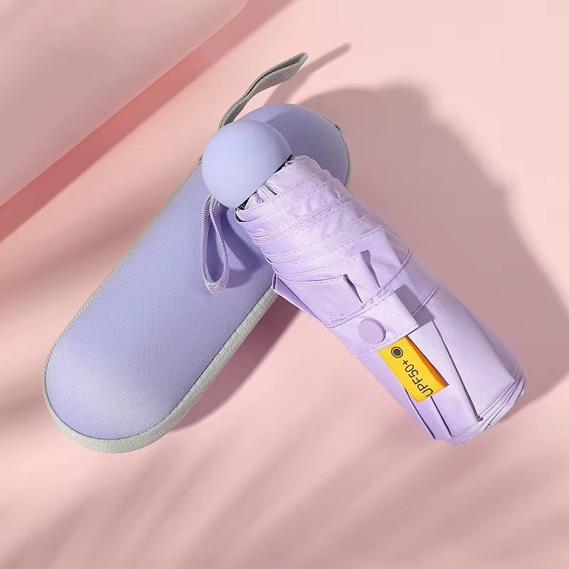 Парасолька механічна міні-парасолька в чохлі, кишенькова від дощу, сонця на 8 спиць в чохлі колір фіолетовий Кам'янець-Подільський - фото 4