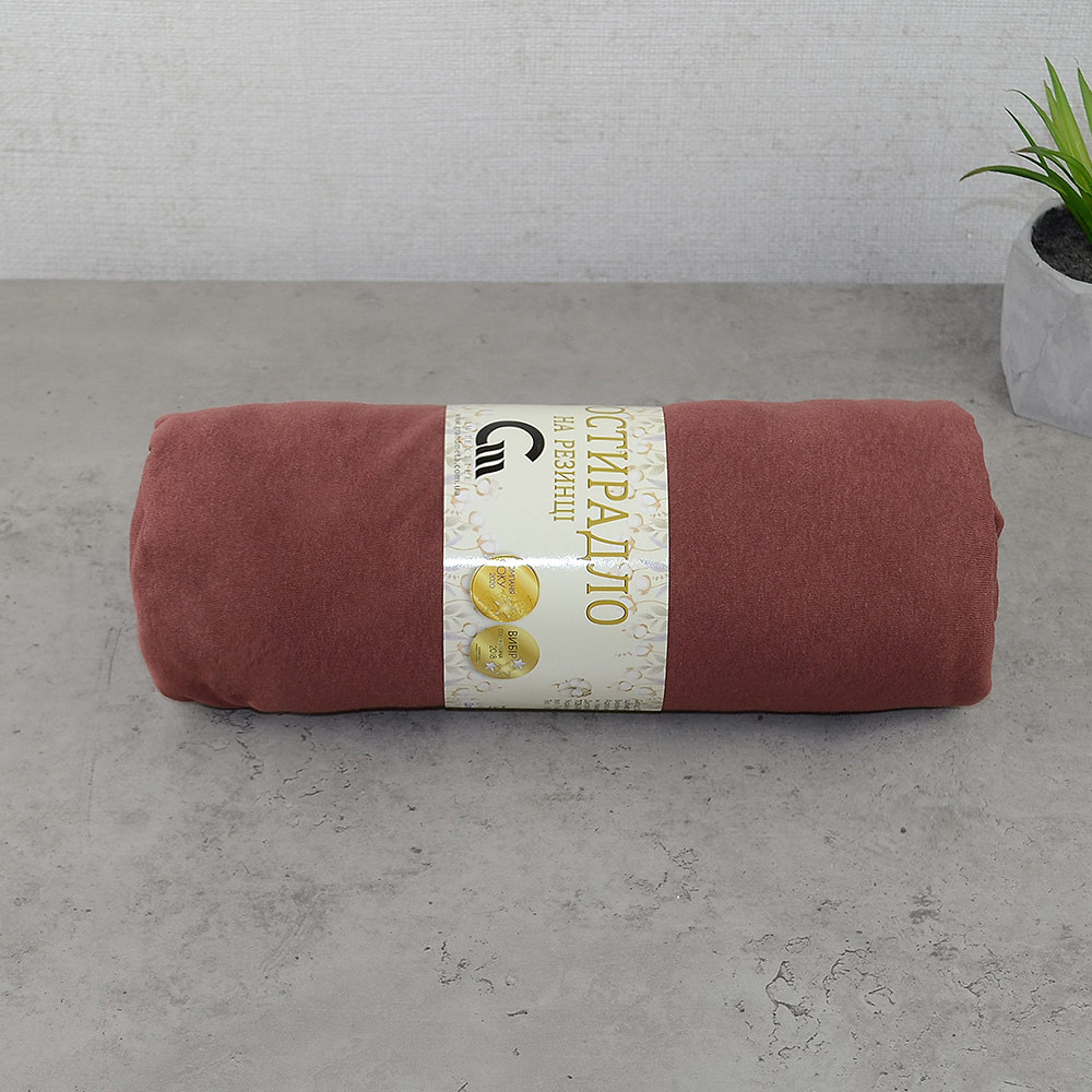 Простирадло на резинці трикотажне GM TEXTILE 160х200х25см 120г/м2 (Коричневий) Суми - фото 3