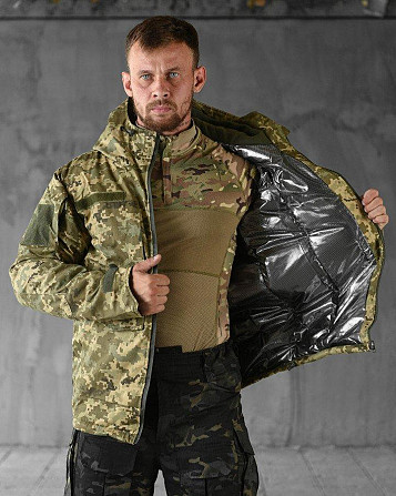 Тактическая куртка мужская пиксель бушлат теплая на подкладке держит тепло тела с капюшоном S Киев - изображение 13