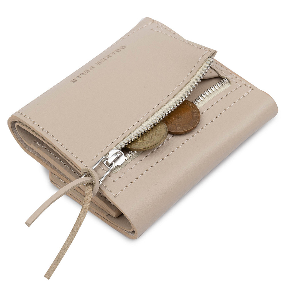 Женское компактное кожаное портмоне Бежевый (GRANDE PELLE) Киев - изображение 1