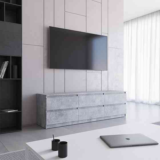 Тумба под телевизор VAYS R-12, 6 ящиков без ручек, ЛДСП, 180×40×53 см Львов