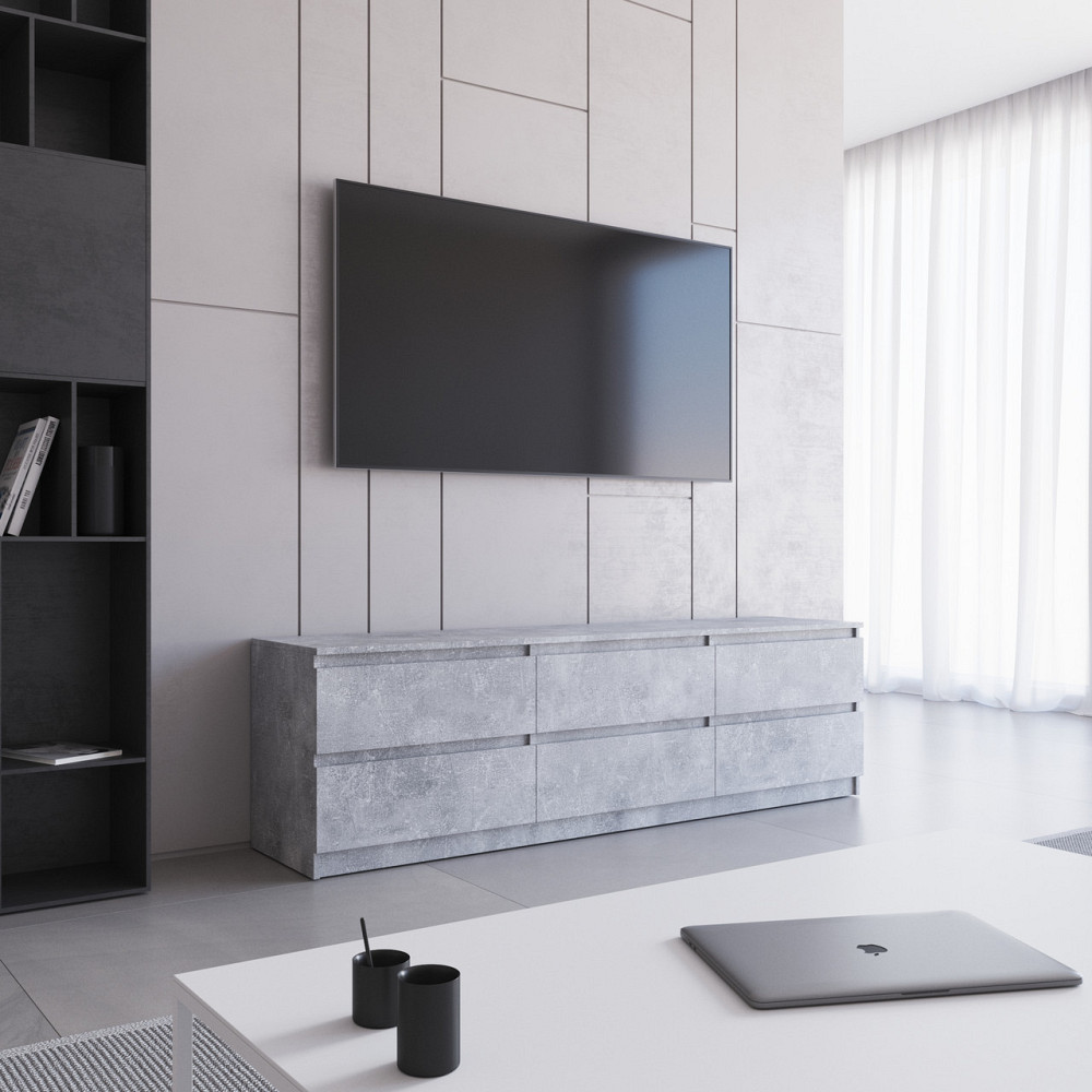 Тумба под телевизор VAYS R-12, 6 ящиков без ручек, ЛДСП, 180×40×53 см Львов - изображение 4