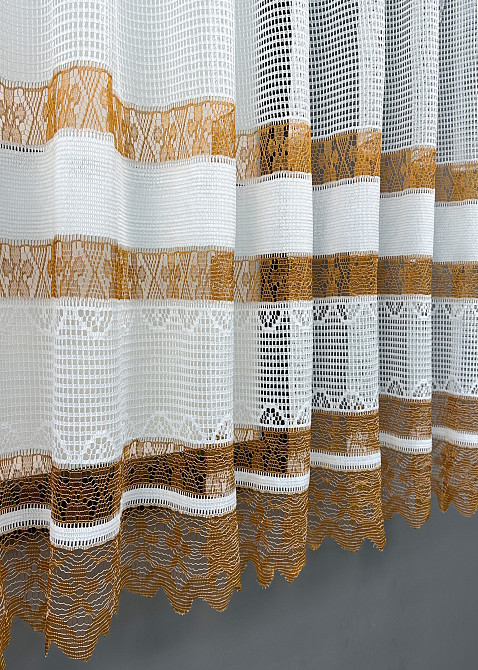Тюль сітка VR-Textil Juli № 1871т Арка на кухню колір білий з коричневим 500х150 см (53-0157) Київ - фото 6