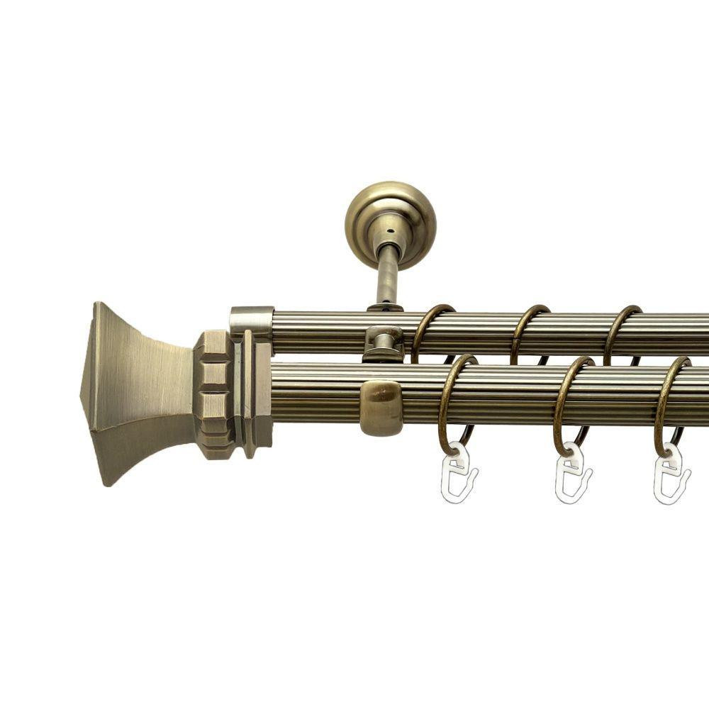 Карниз Orvit Емпорія металевий дворядний відкритий рифлена труба кільце металеве Антик 25\19 мм 200 см Львов - изображение 1