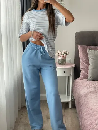 Женский хлопковый комплект (футболка + брюки) повседневная комфортная базовая одежда Одесса