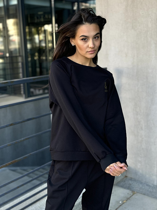 Світшот жіночий з принтом тризуб Чорний 50/52 Харків - фото 1