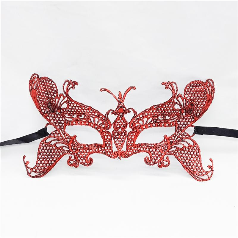 Венецианская маска кружевная праздничная 21 на 11 см красный Киев - изображение 1