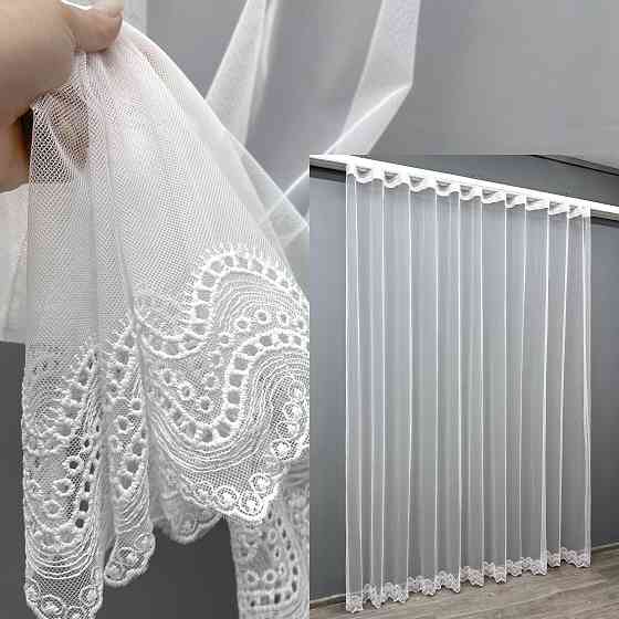 Тюль VR-Textil 1799т Грек-сетка с вышивкой и люрексом цвет Белый 300х270 см (40-655) Киев