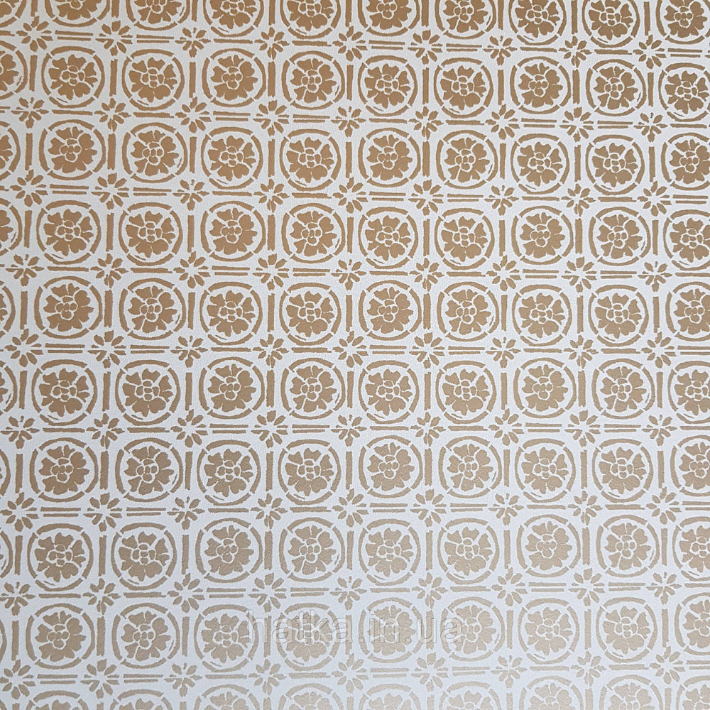 Шпалери вінілові на флізелін Caselio Mystery 0.53х10 м геометрія яскраві фігури золотисті на бежевому Київ - фото 3