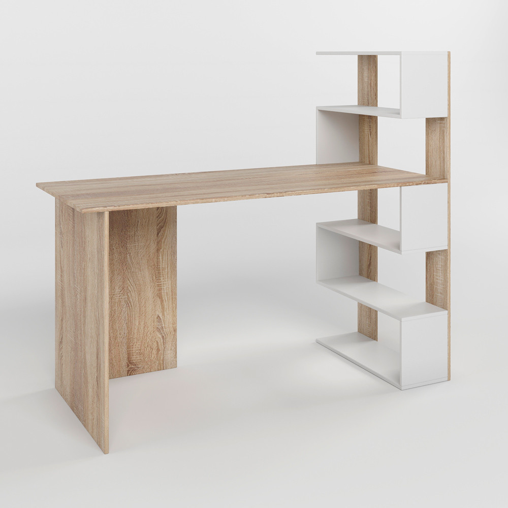 Cтіл комп'ютерний з полицями М-ЗОН Джеко 1416P правий Сонома/Німфея Альба (MZN-031029) Львів - фото 2