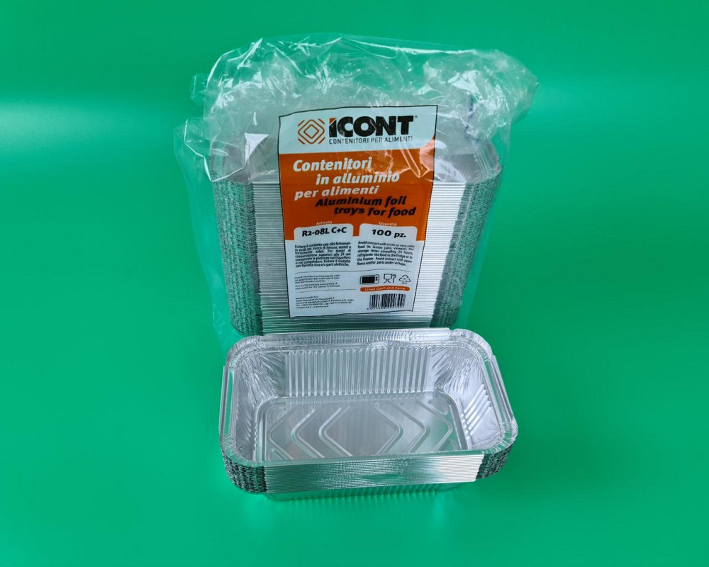 Контейнер из пищевой алюминиевой фольги прямоугольный 685мл R208L 100шт в упаковки (1 пачка) Харьков - изображение 1