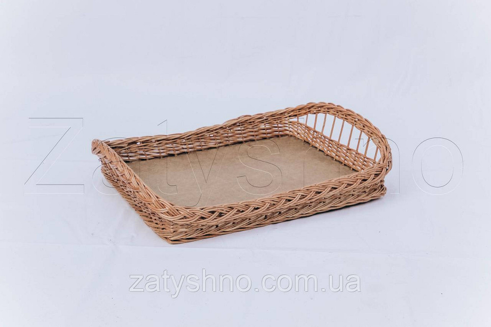 Великий плетений таця | таця з лози великий | таця плетена з лози з кіскою Київ - фото 2