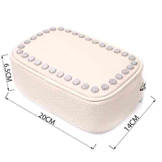 Шкіряна сумка декорована металевими кнопками Vintage 22334 Біла Київ