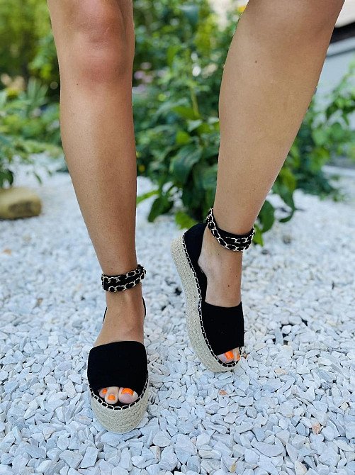 Seastar Чорні босоніжки літні жіночі на танкетці еко-замша SEASTAR JH153P 36р.38р.39р.40р. Коломыя - изображение 5