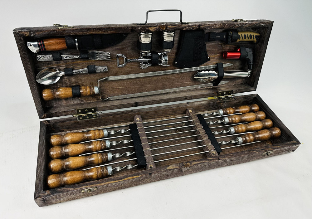 Подарунковий набір шампурів у дерев'яному кейсі ГРИЛЬ-2 HAPPY DAYS Тернопіль - фото 1