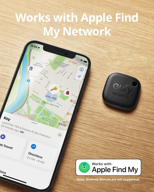 Комплект Bluetooth-трекерів eufy SmartTrack Link (2 шт.) для Apple Find My: Пошук ключів та багажу, Водонепроникний, Black Київ - фото 4