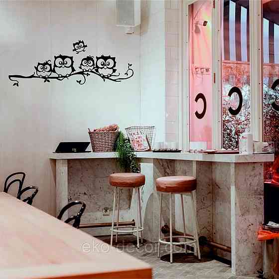 Декоративное настенное Панно «Совушки», Декор на стену 110*28 см, Черный Киев