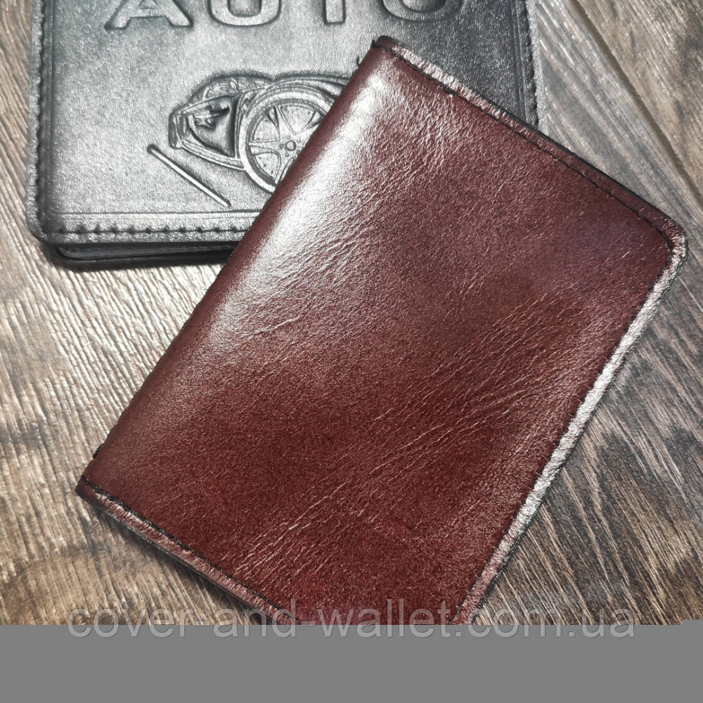 Обкладинка для водійських прав та техпаспорту з натуральної шкіри з файлами PS Leather Київ - фото 8