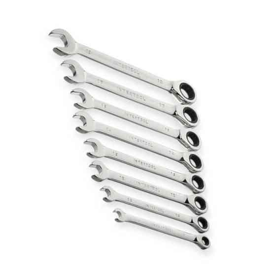 Набор ключей рожково-накидных с трещеткой 8-19 мм 8 шт (планшет) CrV Мукачево