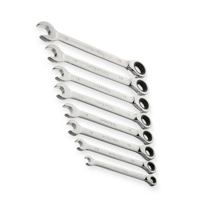 Набір ключів ріжково-накидних з тріскачкою 8-19 мм 8 шт (планшет) CrV Мукачево - фото 2